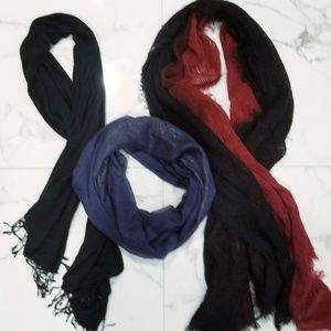 Scarf Bundle • Red Ombre, Blue Sparkle, Black